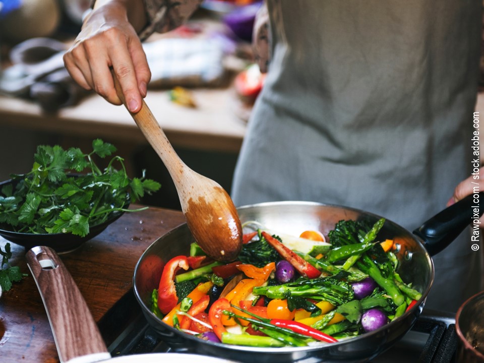 Zubereitung gesunder Mahlzeiten während eines Life Cooking-Events